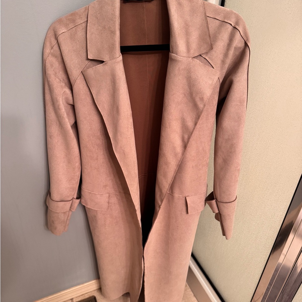 Dynamite Dusty Rose Suede Trench Coat